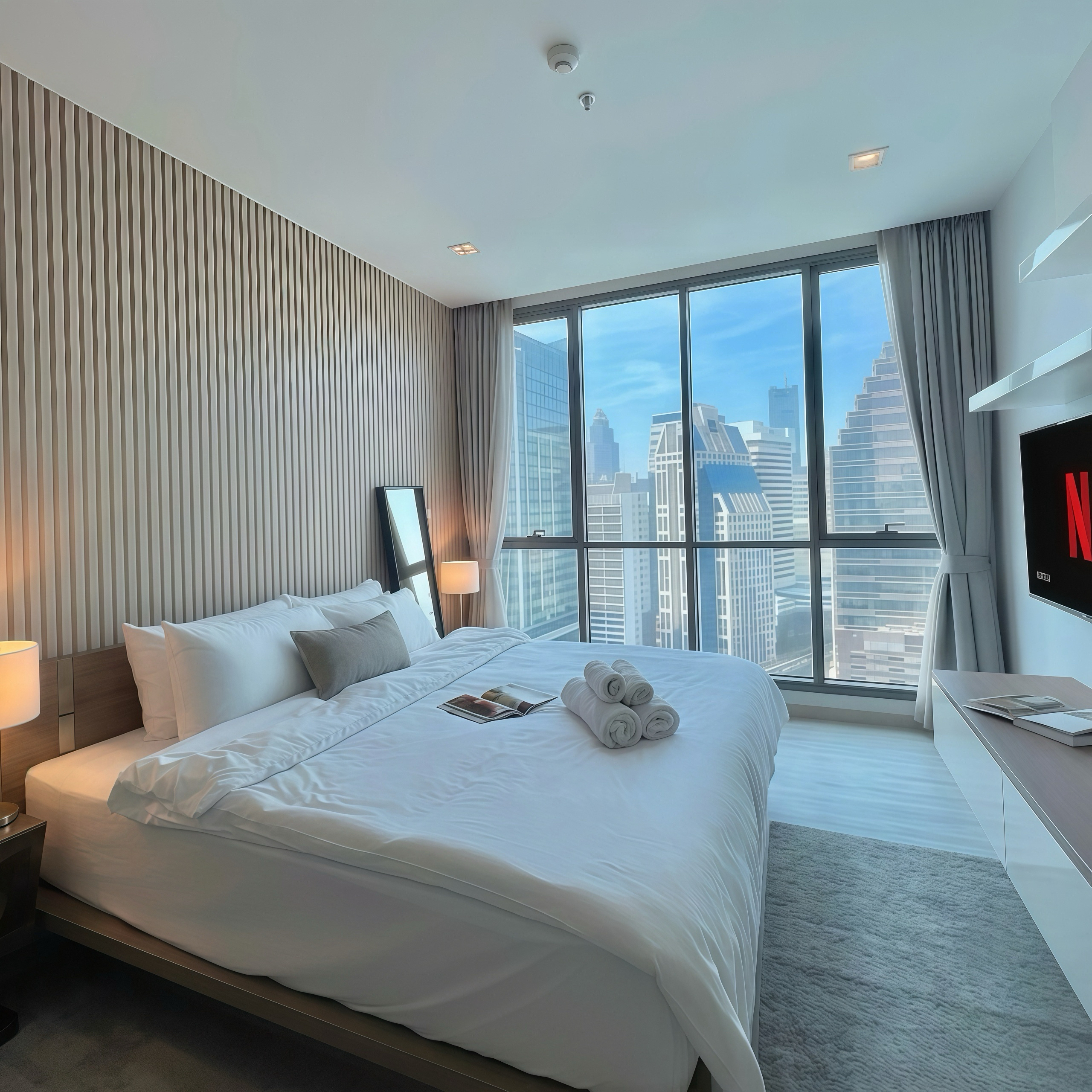 Big50m² 3minWalkBTS SuperMarket 500Mbs&Workspace — managed short-term rental in Bangkok